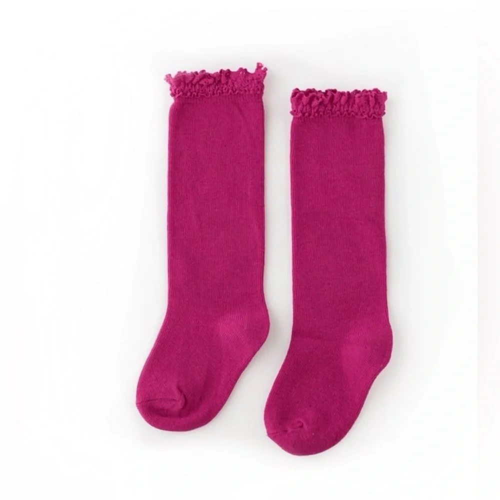 Little Stocking Co Lace Top and Cable Knit Knee High Socks - Little OOMA